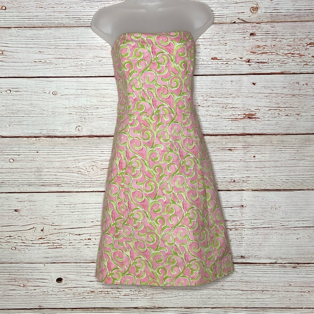 NWOT Molly B Strapless A Line Dress in Pink and Green Sz 12